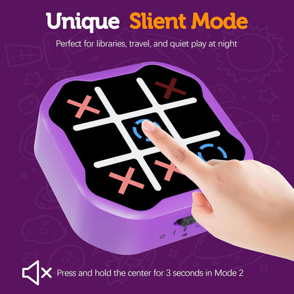 3-in-1 Electronic Tic Tac Toe Game, Handheld Digital, Portable, Purple