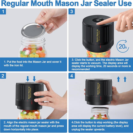 Electric Mason Jar Sealer Kit – Preserves Food, Wide & Regular Mouth