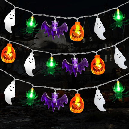 20FT Halloween String Lights, 40 LED 3D Pumpkin Bat Ghost Spider, Waterproof