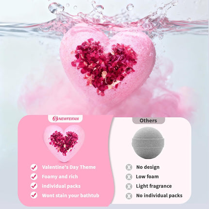 Handmade Heart Bath Bombs – XXL Easter Basket Stuffers for Women & Teens