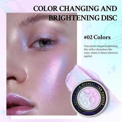 Chameleon Face Highlighter Palette, Multichrome Glitter Shimmer, Holographic Glow, Creamy Eyeshadow
