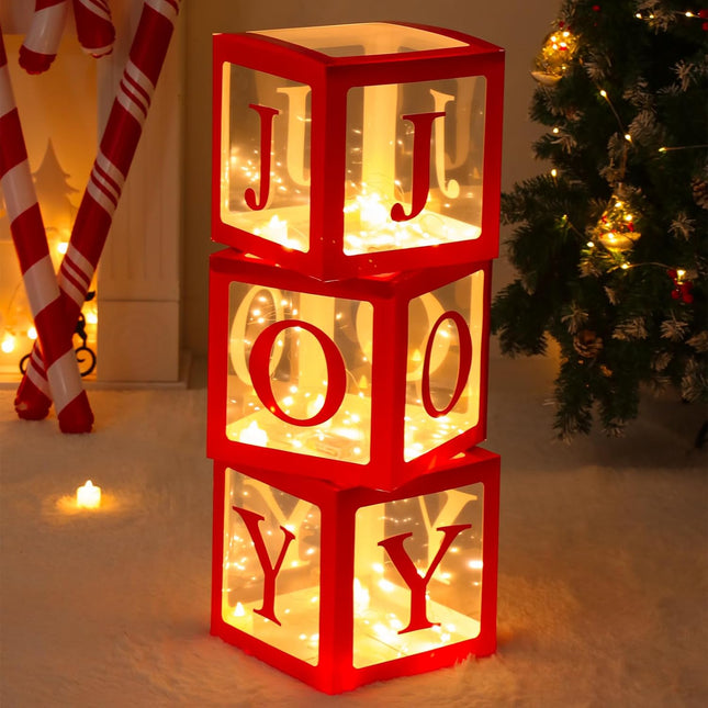 Christmas Light Box Decoration – Large Red Transparent Holiday Home Decor