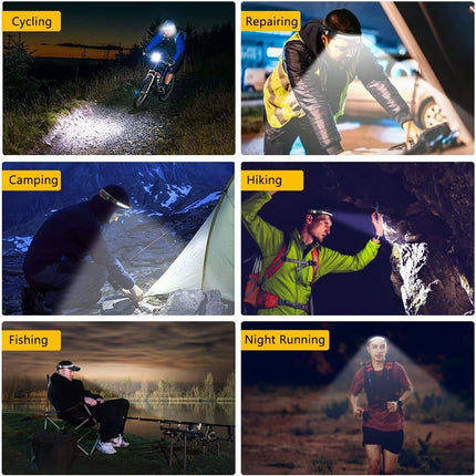 2PCS Rechargeable LED Headlamps, 230° Wide Beam Motion Sensor, Waterproof