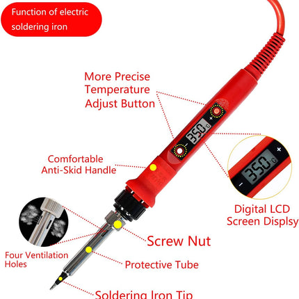 80W Digital Soldering Iron Kit – LCD, Adjustable Temp & 24pcs Solder Tools