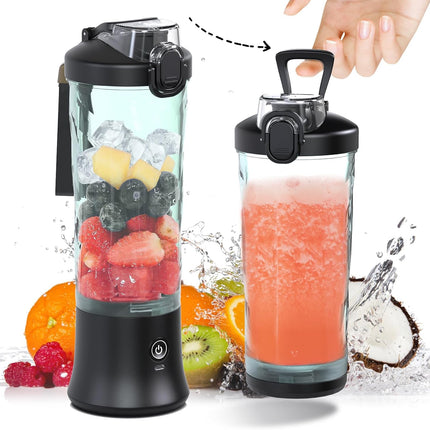 Portable Blender 20oz Cordless Personal Smoothie Maker with 6 Blades, Black