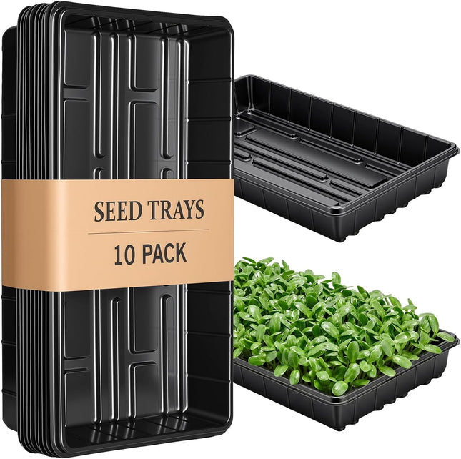 10-Pack Plant Growing Trays, 17 x 11 Inch No-Drain Seedling & Microgreen Trays