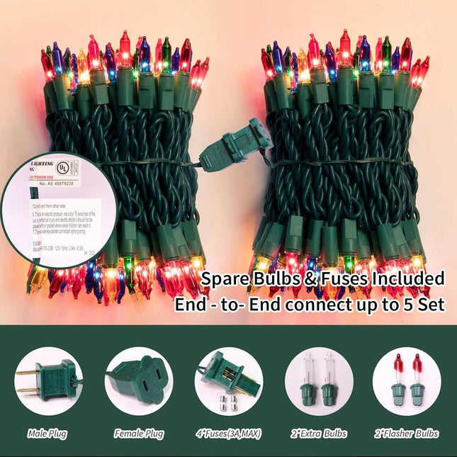 20Ft Mardi Gras Christmas Tree Lights – Multi-Color with End Connectors