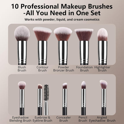 Makeup Brushes Set Foundation Eyeshadow Blush Powder Sponge Case Kit