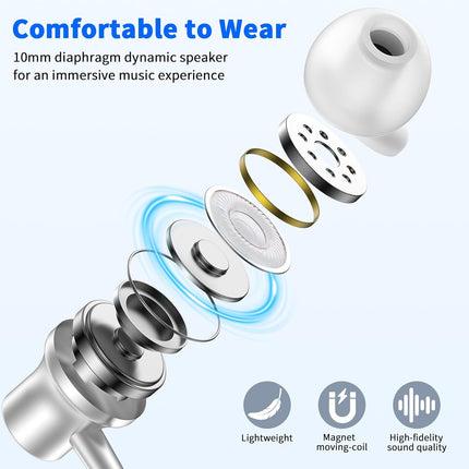 Wired Earbuds 3.5mm Jack with Mic Noise Cancelling Stereo Headphones White