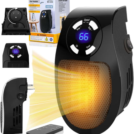 Smart Plug-in 450W Portable Electric Space Heater with Adjustable Thermostat
