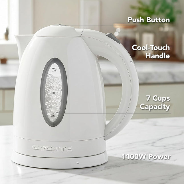 1.7L Fast Boiling Electric Kettle with Water Gauge and Removable Filter
