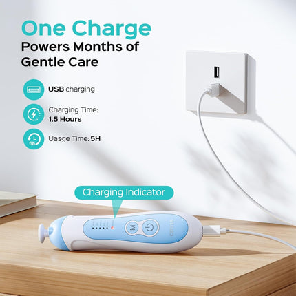 Rechargeable Baby Nail File – Electric Trimmer with 5 Speeds & 6 Heads