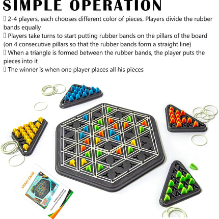 Chain Triangle Chess Game – Rubber Band Geoboard, Strategy Board Game