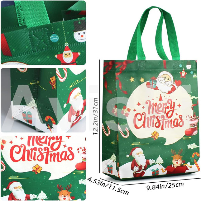 4 Pack Christmas Gift Tote Bags – Non-Woven Xmas Party & Gift Wrap Bags