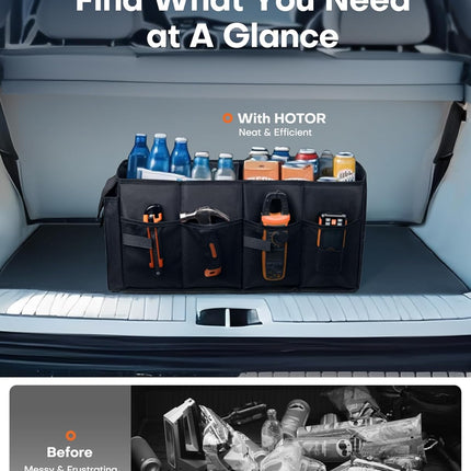 Car Trunk Organizer – Sturdy Foldable Storage for Tools & Accessories, 2 Compartments