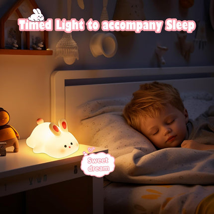Bunny Night Light – Big Face Rabbit LED Lamp for Kids, Rechargeable