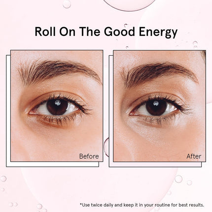 Under Eye Brightener Serum with Rose Quartz Rollerball for Dark Circles & Puffiness