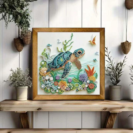 Sea Turtle 5D Diamond Painting Kit, 11.8x11.8in Special Shape Rhinestone Art