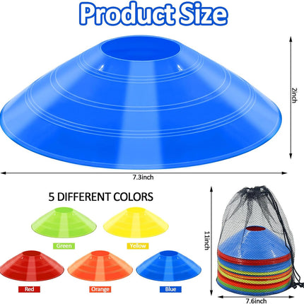 Sports Training Cones, Disc Markers with Bag for Soccer Basketball Games