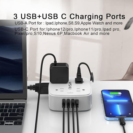 6 Ft Surge Protector Power Strip with 8 Outlets & 4 USB Ports, Flat Plug