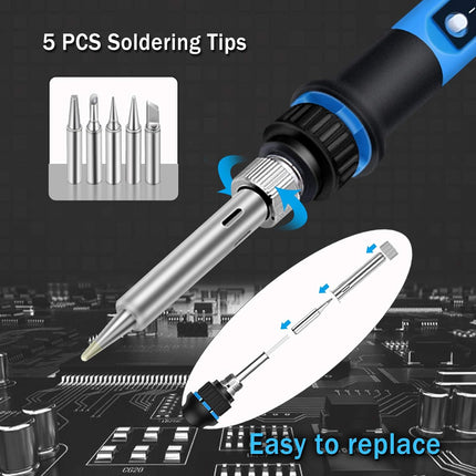 80W Soldering Iron Kit – Fast Heat LCD Digital Adjustable Temperature Gun
