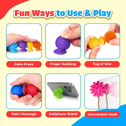 8-Pack Sensory Fidget Toys – Textured Suction Cups for Autism, ADHD, Classroom Supplies