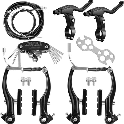 Universal V-Type Bike Brake Set, Front & Rear MTB Bicycle Brakes with Cables