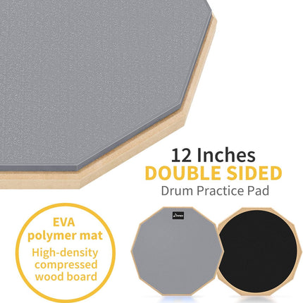 Snare Drum Stand Set 12in Practice Pad Drumsticks Backpack Fits 10in-14in Drum