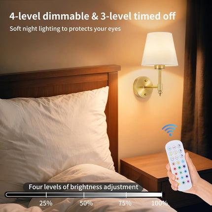 Set of 2 Rechargeable Wall Sconces 5200mAh Dimmable 15 Colors Remote Wireless