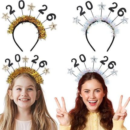 Happy New Year 2026 Glitter Tiara – Adjustable Party Headband for Adults
