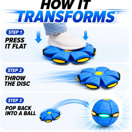 2 Pack LED Magic Bouncing Ball and Transforming Flying Disc Toss Catch Outdoor Game