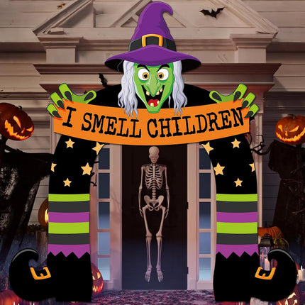 Halloween Witch Porch Sign Banner, Scary Witch Backdrop & Party Photo Prop Decor