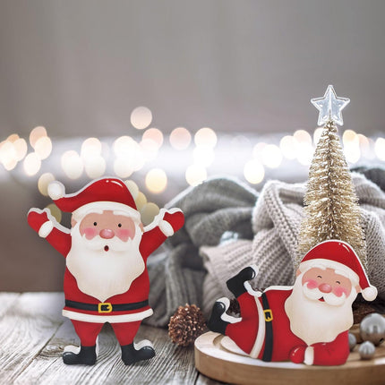 3PCS Wooden Santa Claus Christmas Decorations, Winter Tiered Tray Table Decor