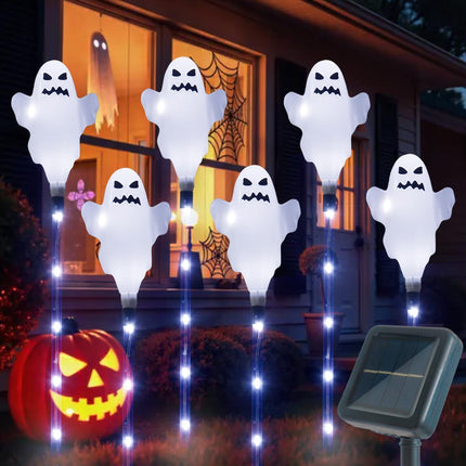 6-Pack Solar Halloween Ghost Lights, Waterproof Pathway Decor for Yard & Garden