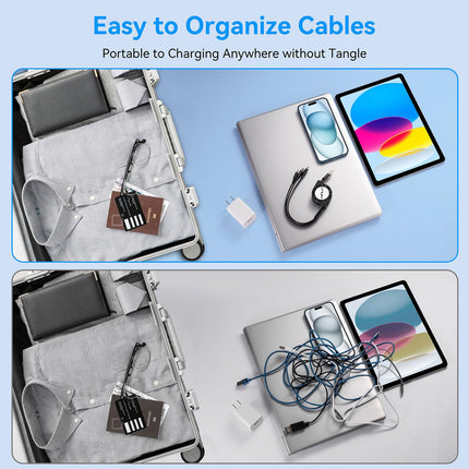 2-Pack 4FT 3-in-1 Retractable Charging Cable – Lightning, Type-C & Micro USB