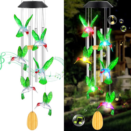 Christmas Gift Idea – Hummingbird Wind Chimes with Solar Lights for Women & Moms