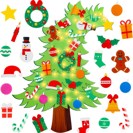 3FT Felt Xmas Tree Set – Toddlers DIY Wall Hanging Christmas Decorations