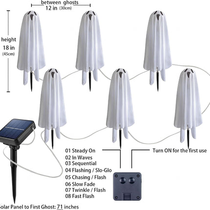 6-Pack Solar Ghost Pathway Lights, Cool White Halloween Yard, Lawn & Garden Decor