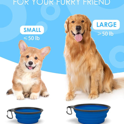 2-Pack Collapsible Dog Bowls with Bottle Carrier – Foldable, 15oz, for Travel