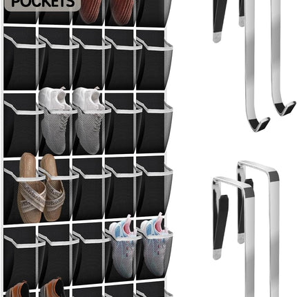 Over Door Shoe Organizer 30 Mesh Pockets, Large Hanging Closet Storage Rack
