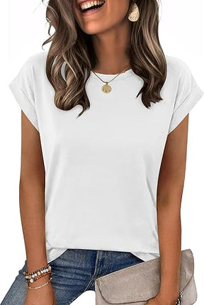 Women’s Summer Casual Cap Sleeve Tops Business Dressy Trendy Fashion Shirts