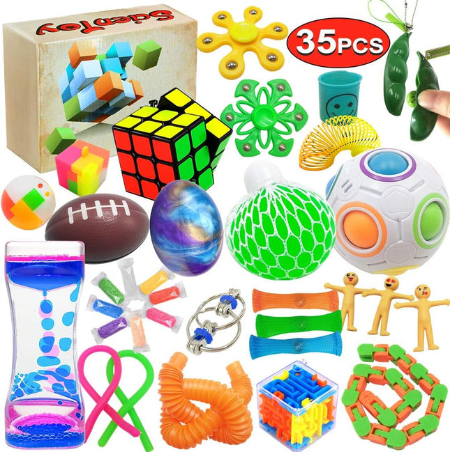 35 Pcs Fidget Toy Set Sensory Stress Relief Anti Anxiety Toys with Gift Box