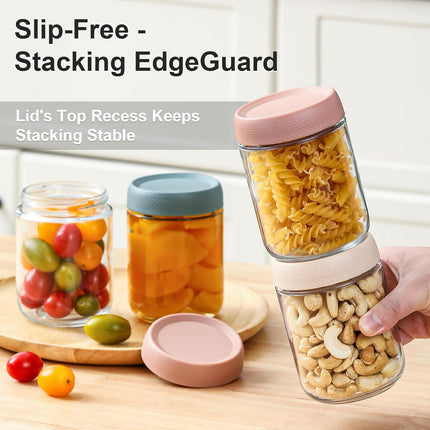 6 Glass Jars with Lids – 16oz, Airtight, Perfect for Oats, Yogurt & Snacks