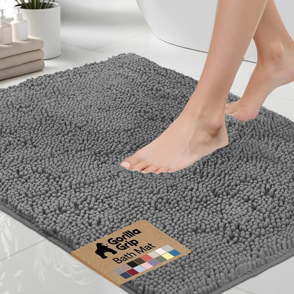 Bathroom Bath Mat 24x17 – Thick Soft Chenille, Quick Dry, Non-Slip Rubber Back