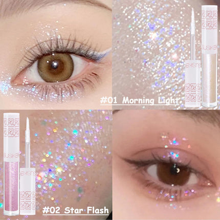 6PCS Liquid Glitter Eyeshadow Eyeliner, Korean Shimmer Makeup, Long-Lasting & Quick-Dry