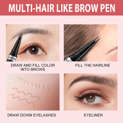 2-in-1 Waterproof Eyebrow Pencil – Microblading Tip & Brush, Dark Brown