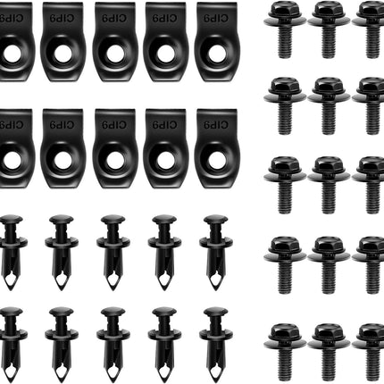 GRC-70 35PCS Engine Under Cover Splash Shield, Bumper Fender Retainer Clips Black