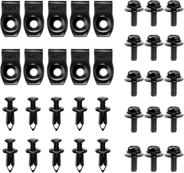 GRC-70 35PCS Engine Splash Shield & Fender Liner Retainer Clips, Black