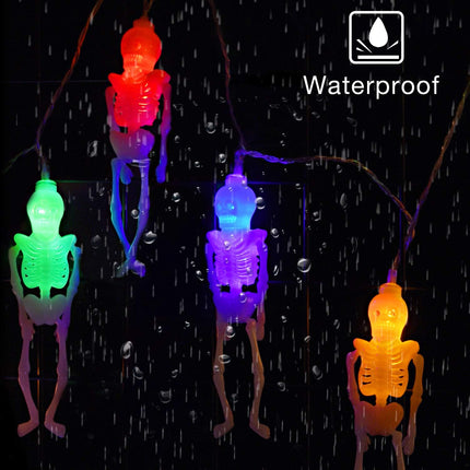 10FT 20LED Skeleton String Lights, Battery Powered, 2 Modes, Halloween Indoor Outdoor
