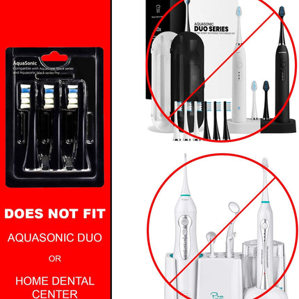 Genuine Proflex Replacement Brush Heads 3 Pack Black Compatible AquaSonic Toothbrush